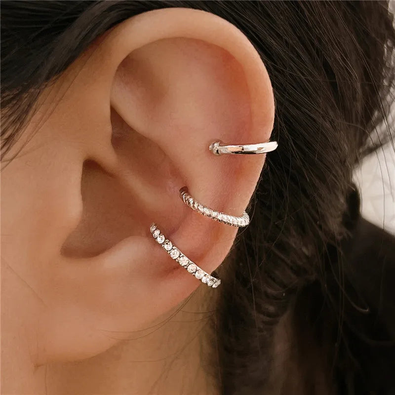 KOTiK-Brincos de Cartilagem Falsos para Mulheres, Punhos de Orelha sem Piercing, Brincos Clipe, Não Piercing, Joias, Moda, 2024