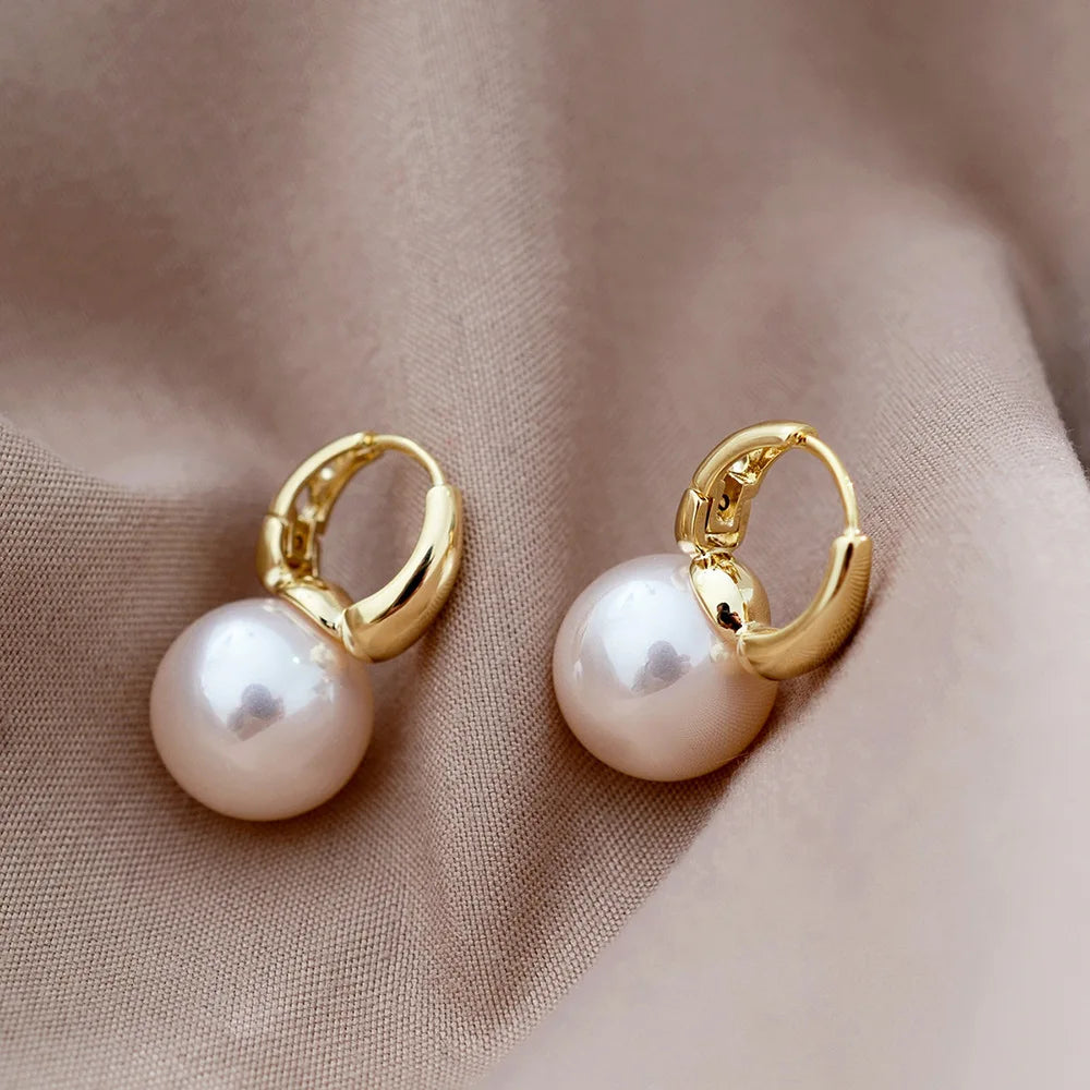 Simulado Pearl Drop Stud Earrings para Mulheres, OL Simple Round Ear Ring, Menina Presentes Bijoux Party Wedding Bridal Jewelry, Moda